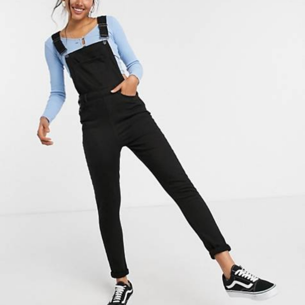 ASOS Skinny Jeans Black Wash Overalls